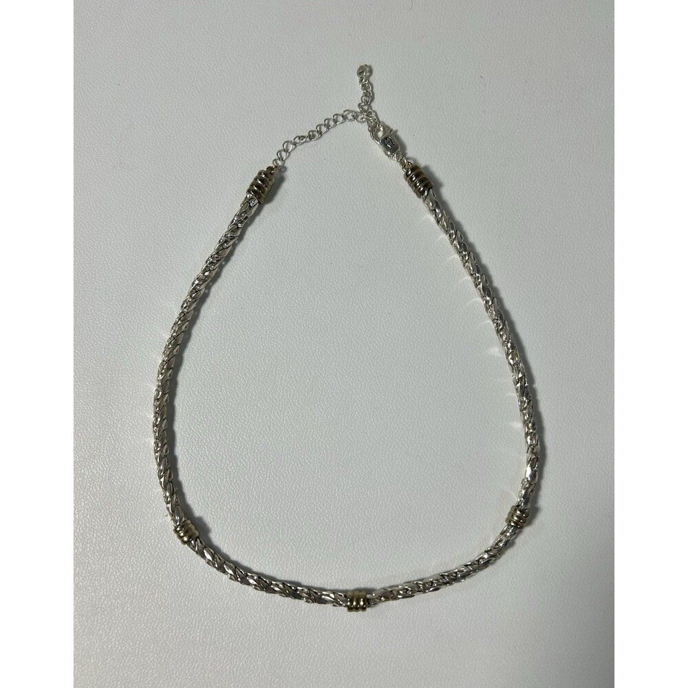 Etienne Aigner Braided Rope Chain Necklace Gold Tone Rings